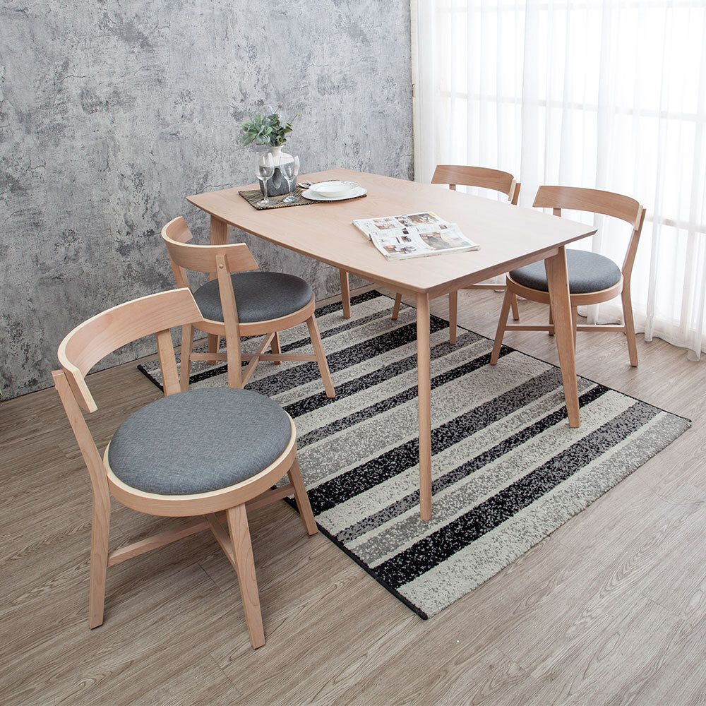 優奇5尺實木餐桌椅組(一桌四椅)