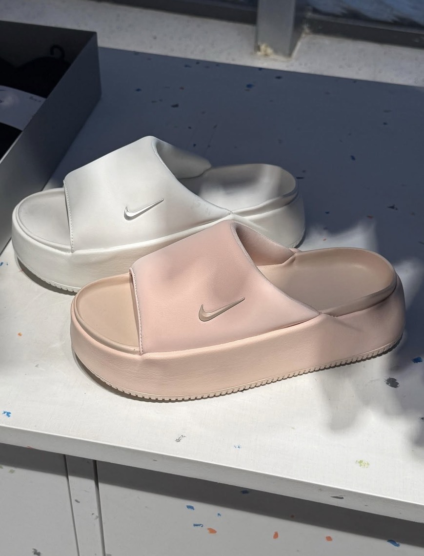 NIKE W CALM ELEVATION 棉花糖 米白色/粉色 防滑 軟底 厚底 親水泡棉 休閒 麵包 拖鞋 HJ5601100/600