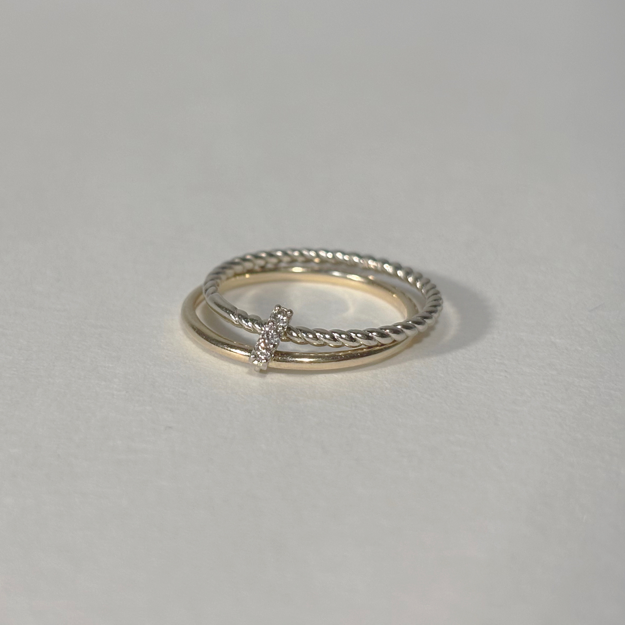 14K雙環真鑽link戒指