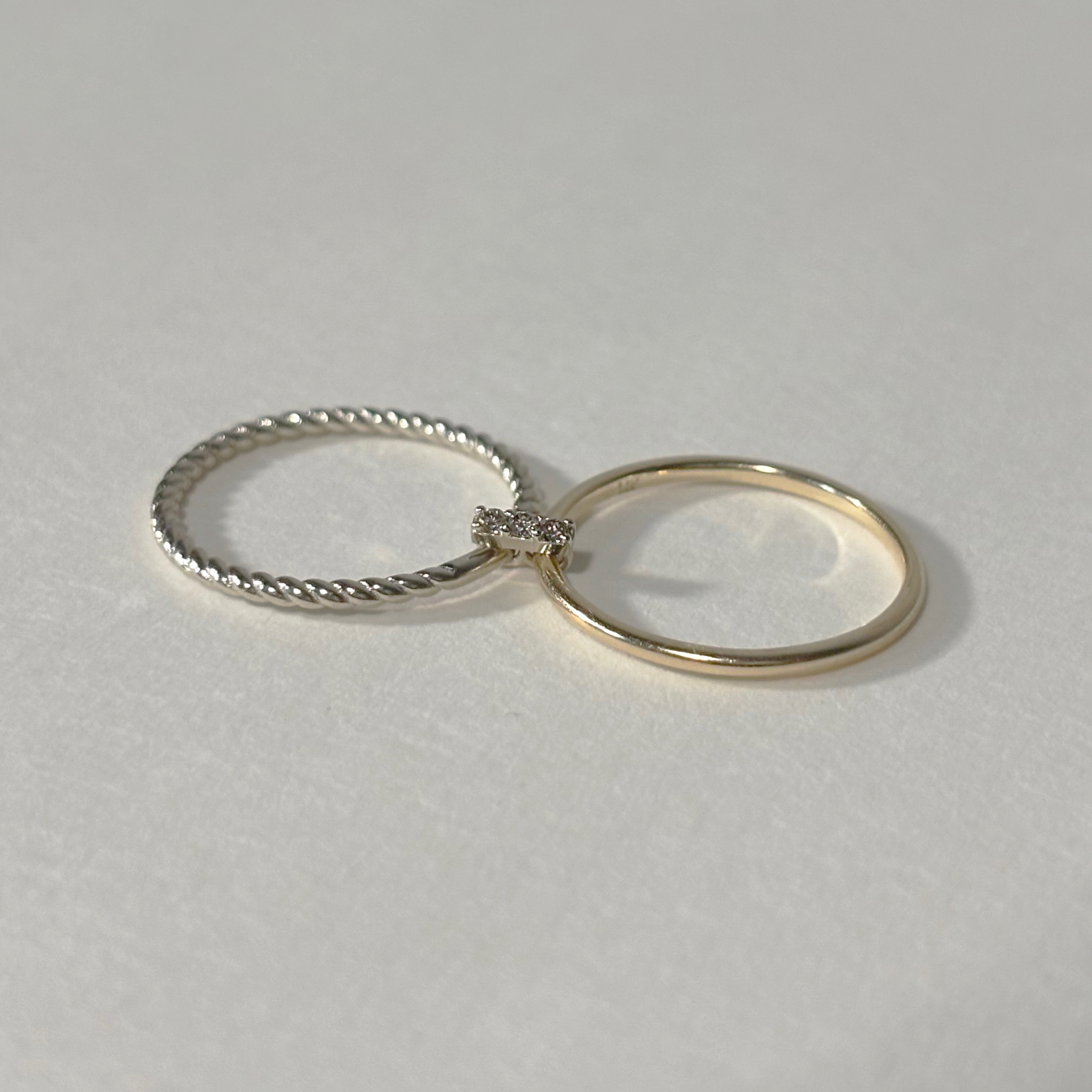 14K雙環真鑽link戒指