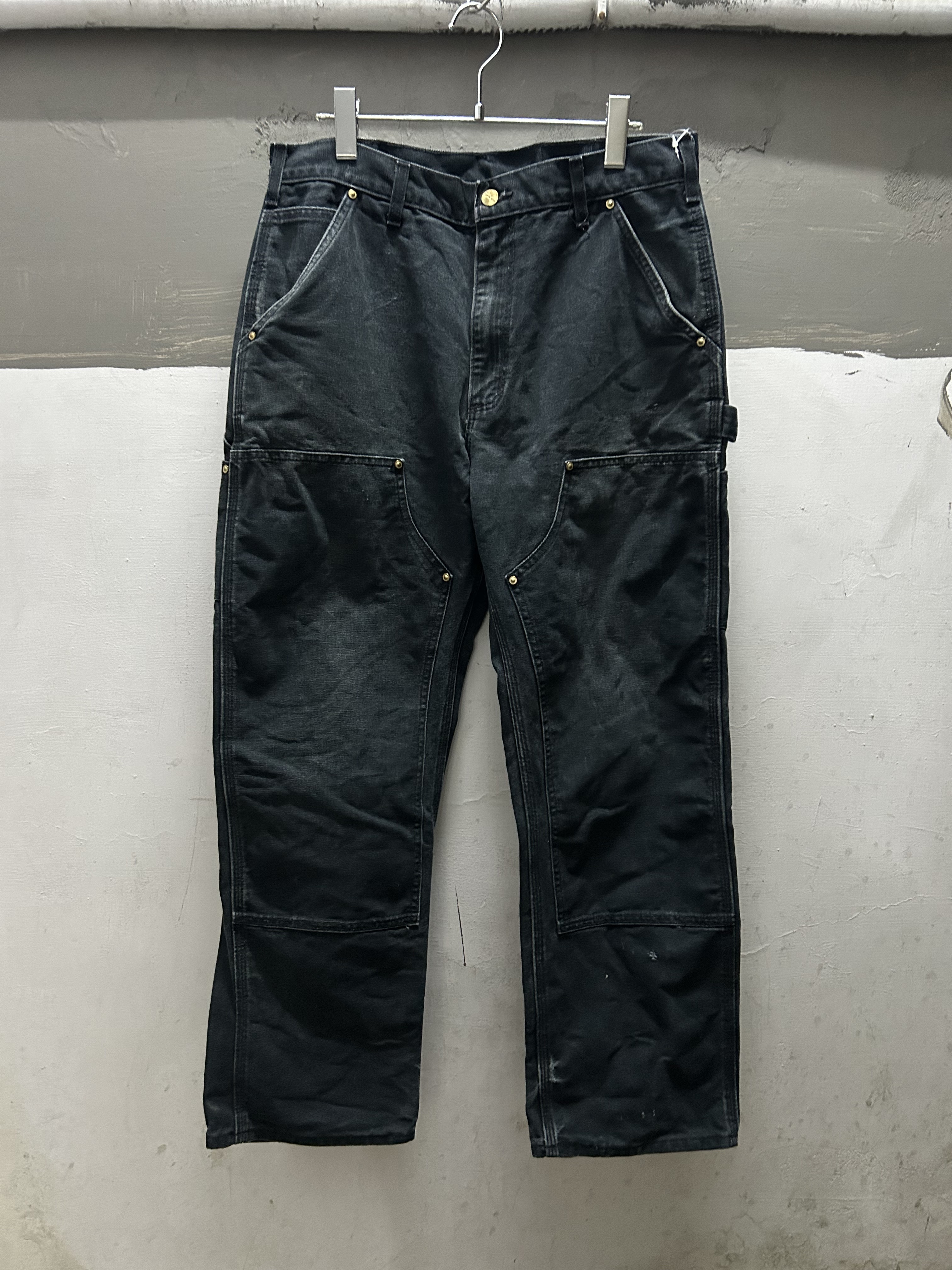 Carhartt Black Double Knee Duck Work Pant Made in USA W33