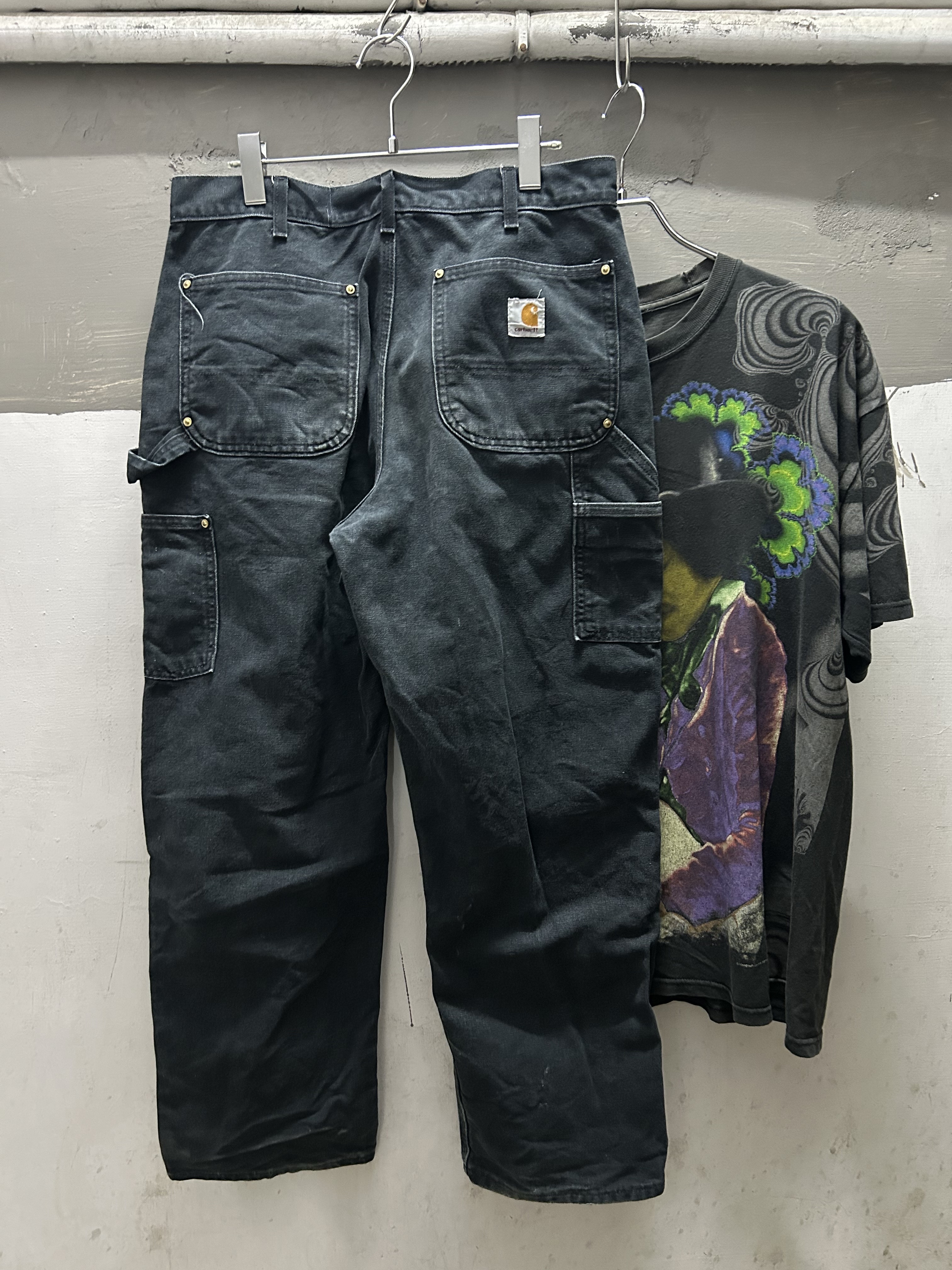 Carhartt Black Double Knee Duck Work Pant Made in USA W33