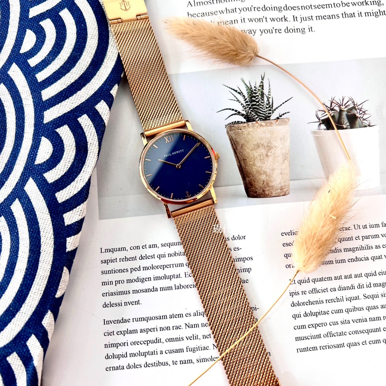 【Paul Hewitt】Sailor Line 深藍面玫瑰金米蘭腕錶 PH-SA-R-SM-B-4S 36mm 現代鐘錶