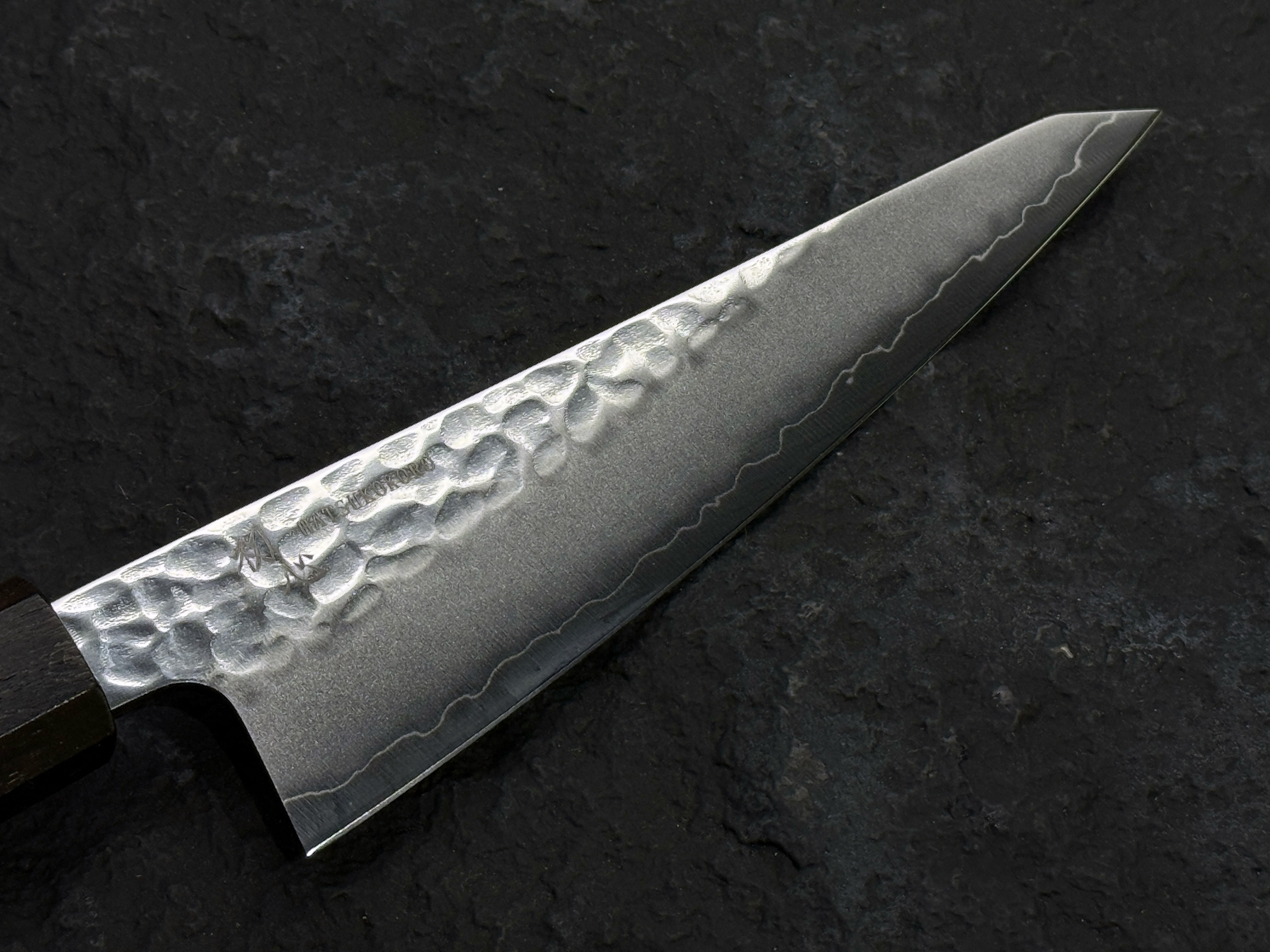 初心 隼 銀三鋼 槌目 骨透 黑檀柄