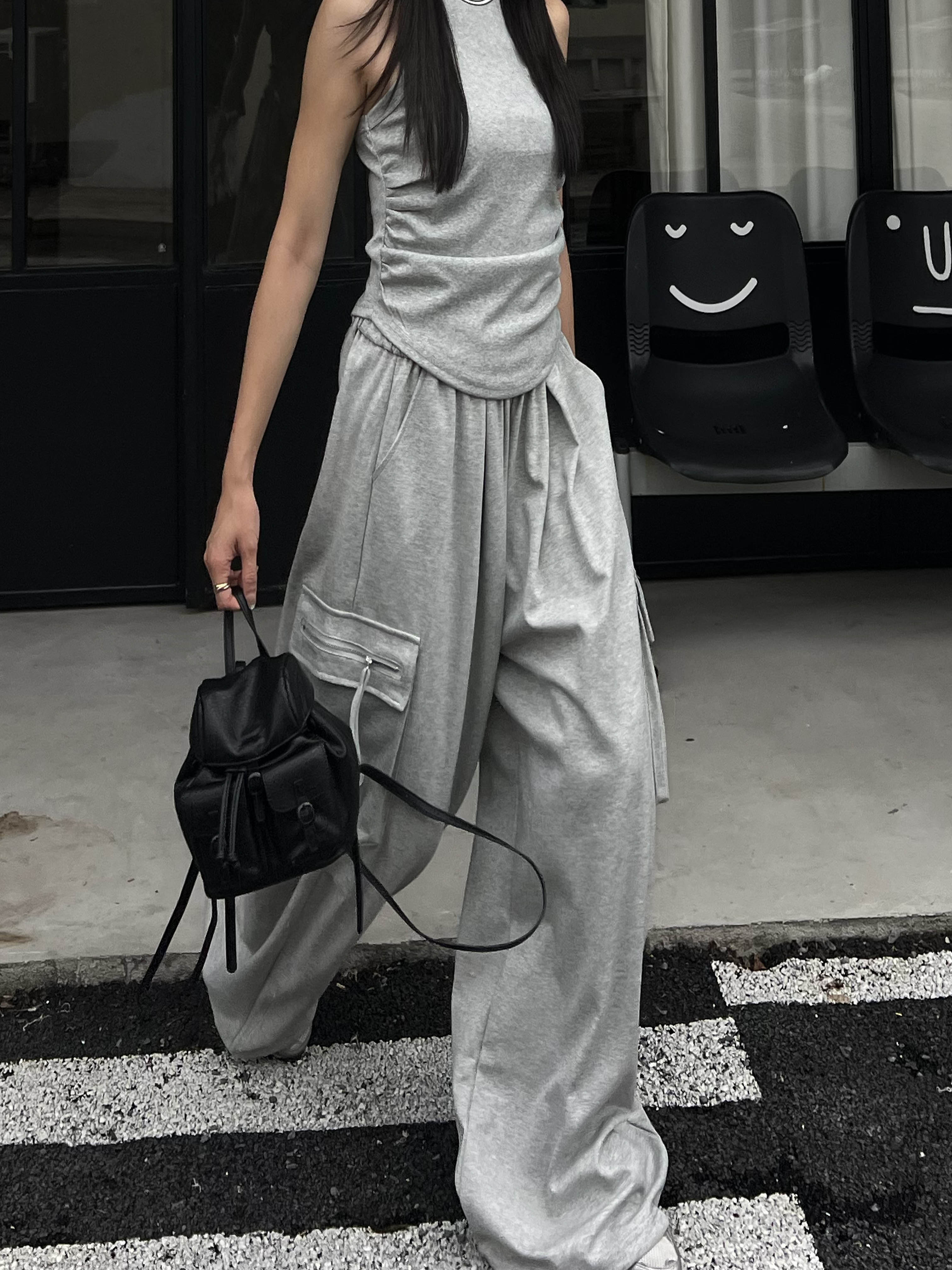 女團必備超寬大厚磅工裝棉褲*3色