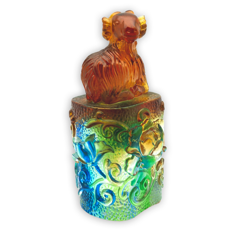 鹿港窯禮品館|居家開運琉璃開泰吉祥印章 招財納福鎮宅藝術印璽