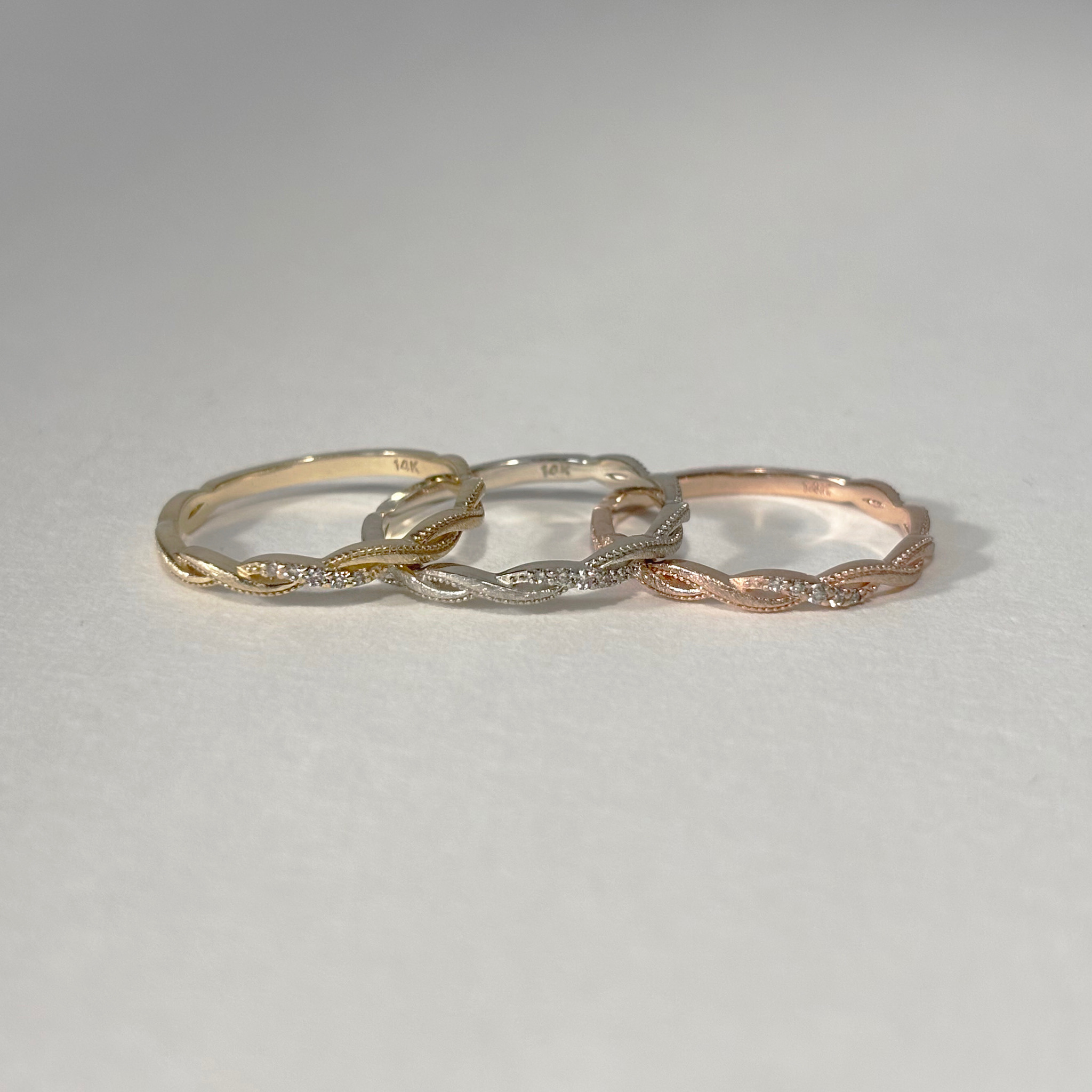 14K Hazy交織排鑽戒指