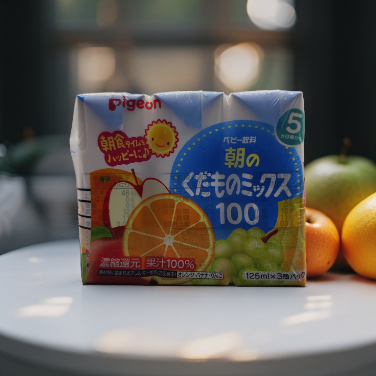 Pigeon Morning Fruit Mix Drink 125ml x 3 Packs | Natural Sugar-Free Baby Breakfast Juice