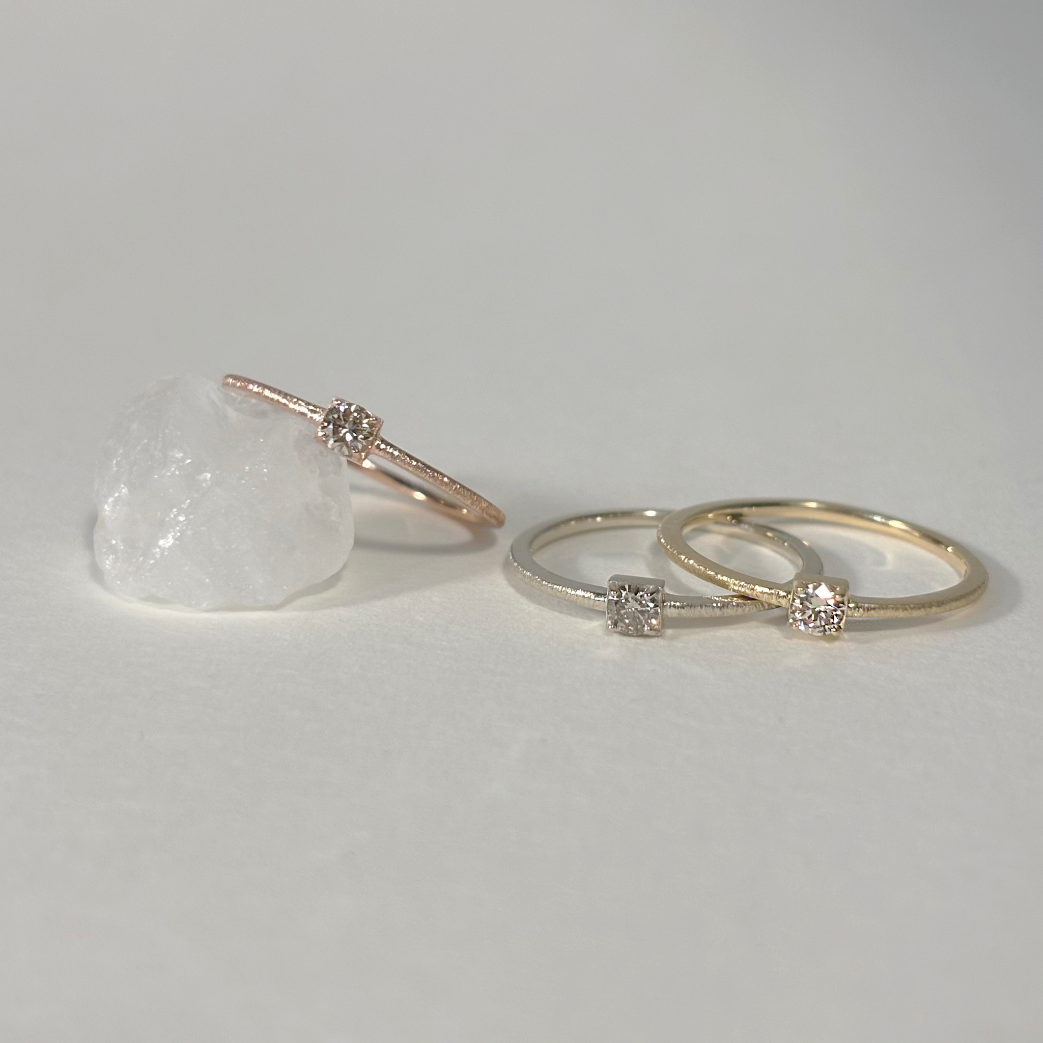 14K Hazy方四爪真鑽戒指