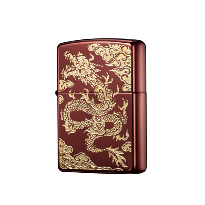 Zippo 日版電鍍紅色金飛龍打火機(3-35a)|專賣日版，韓版，美版火機|張