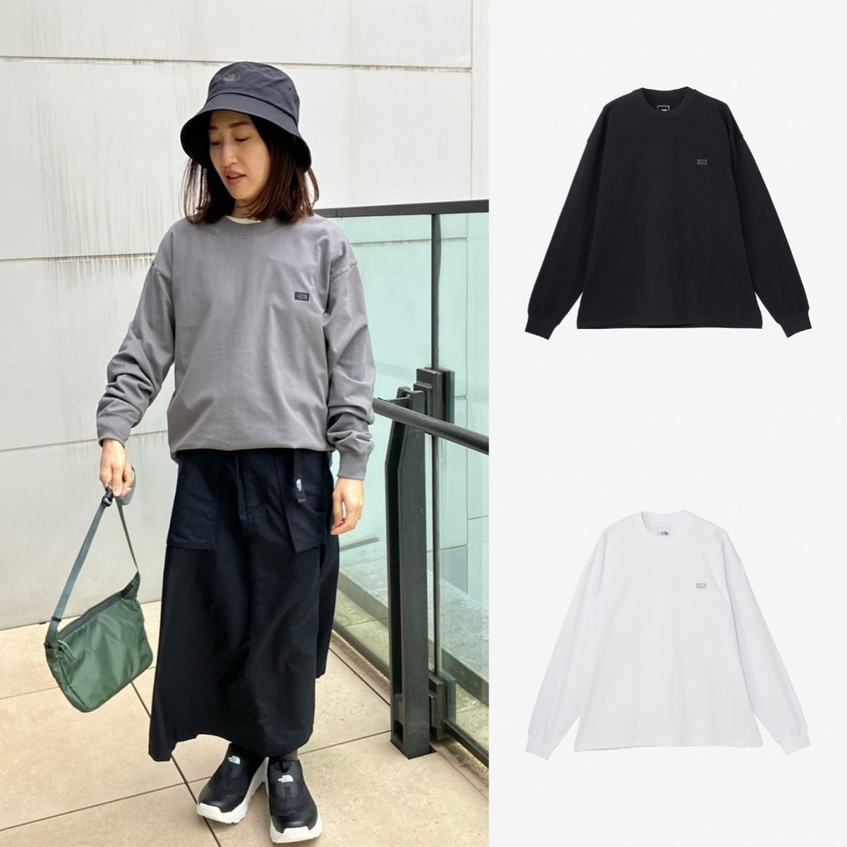 預購┃日本 中性款 THE NORTH FACE L/S ROCK STEADY TEE 寬鬆 胸前小標 薄長袖