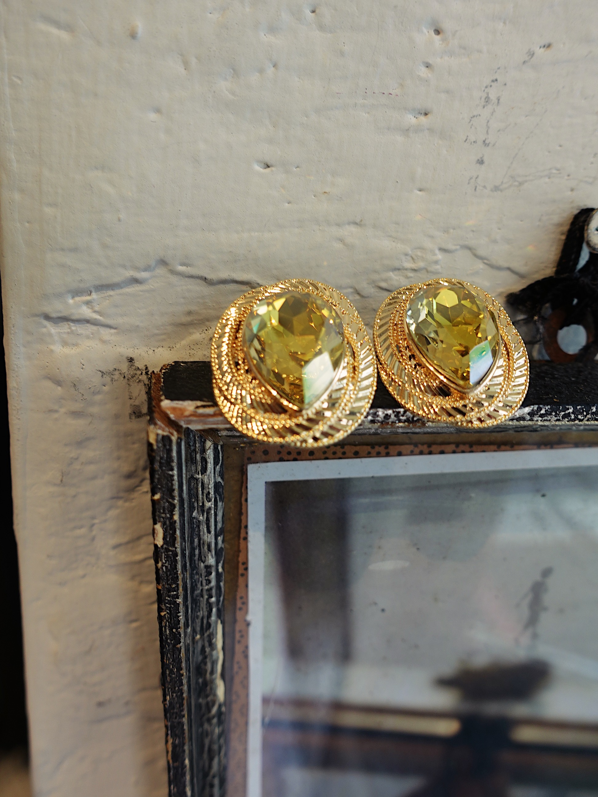 14K Gold Stone美國14K金黃寶石鑽耳環