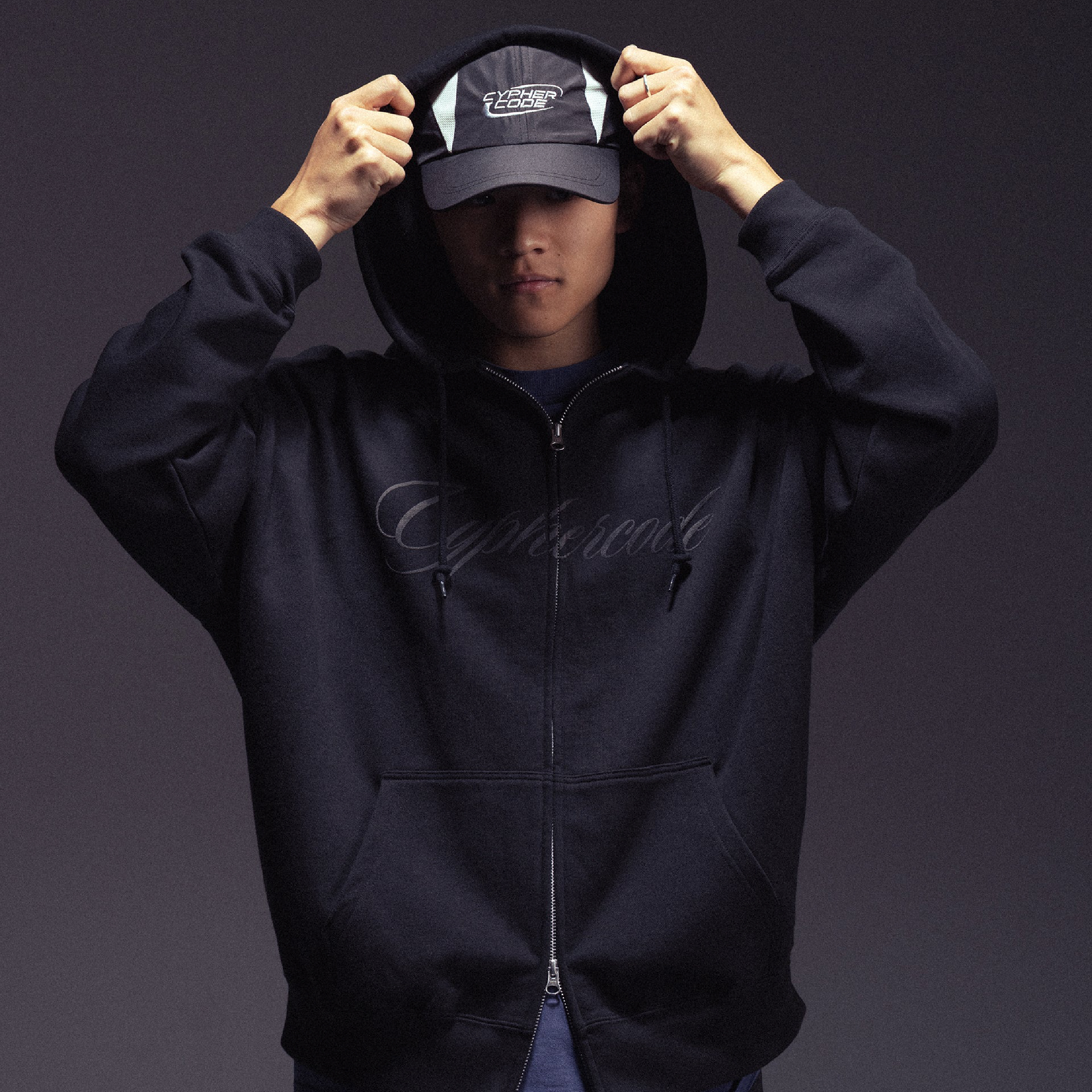 Cyphercode Script Zip Hoodie 草寫字體 連帽外套