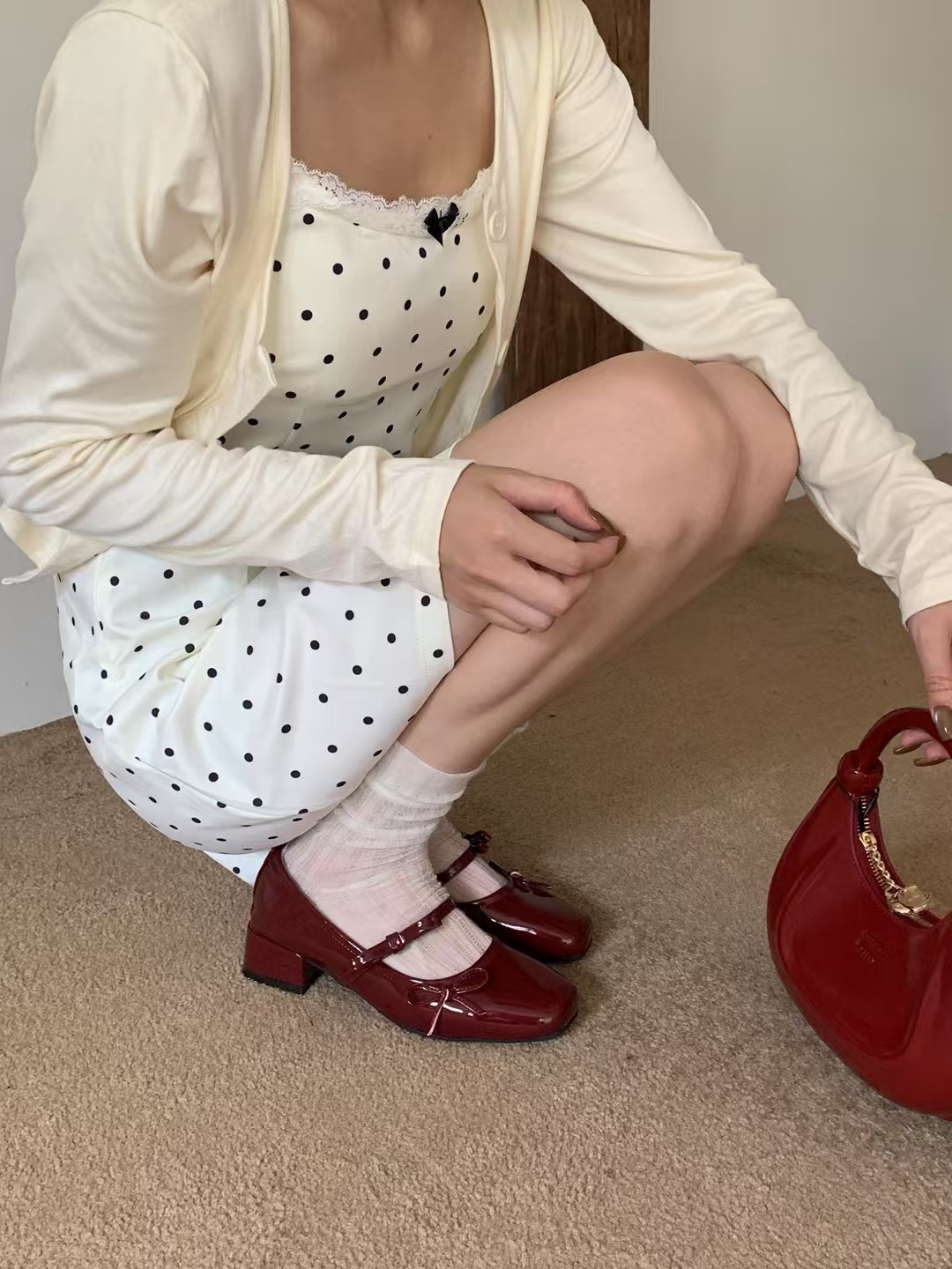 側邊雙蝴蝶粗跟鞋(黑39)