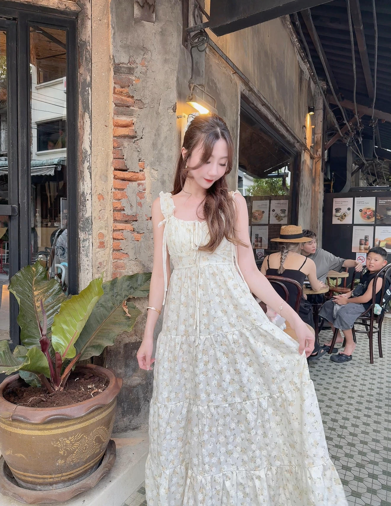 MADE IN THAILAND🇹🇭YELLOW FLORAL RIBBON CUP CAKE DRESS🌼 0812