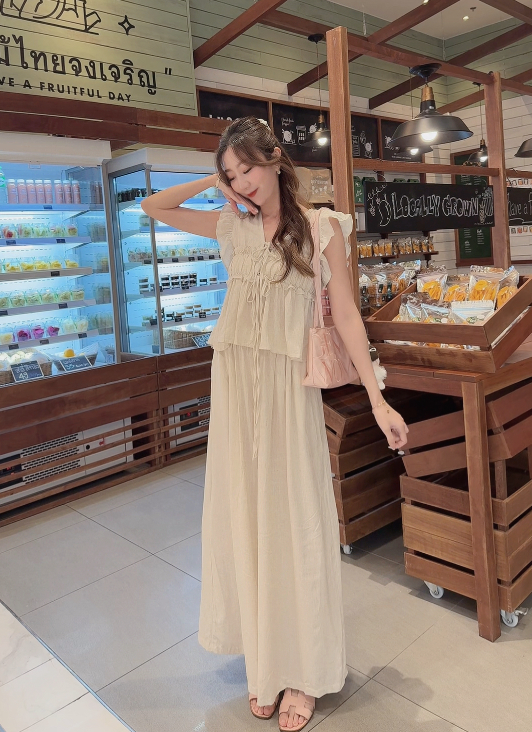 MADE IN THAILAND🇹🇭 泰國手工麻質 TOP + PANTS SET  0812