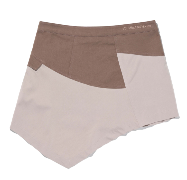 Mischief  MSCHF  許光漢、秀智愛牌 /  ASYMMETRIC TWO-TONE MINI SKIRT_MOCHA/BEIGE不對襯迷你裙 米色 / AUG25