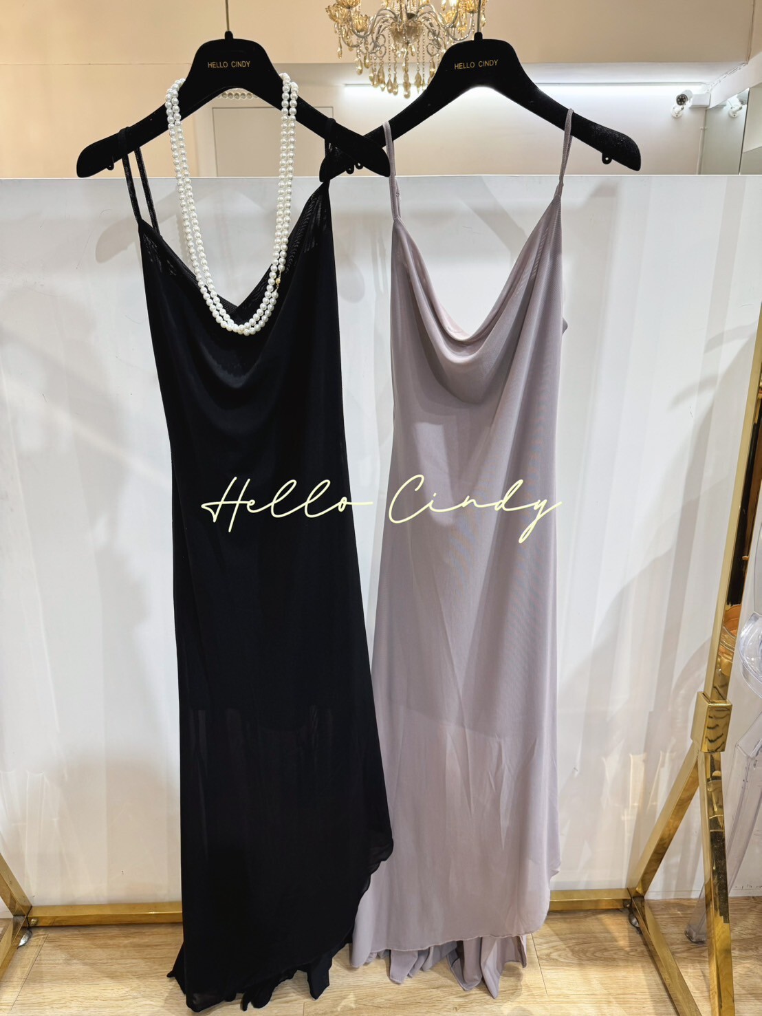 Baby系列 B08071 現貨+預購-女神款細肩帶垂領美胸合身款長洋裝