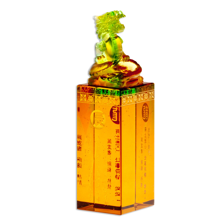 鹿港窯禮品館｜十二生肖琉璃印章 手工客製開運印鑑 彌月升遷賀禮首選