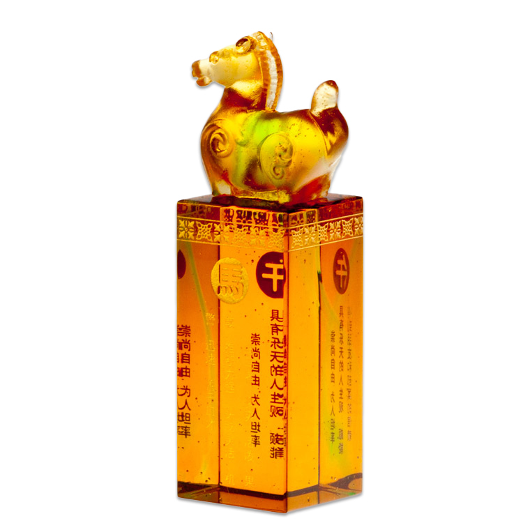 鹿港窯禮品館|十二生肖琉璃印章 手工客製開運印鑑 彌月升遷賀禮首選