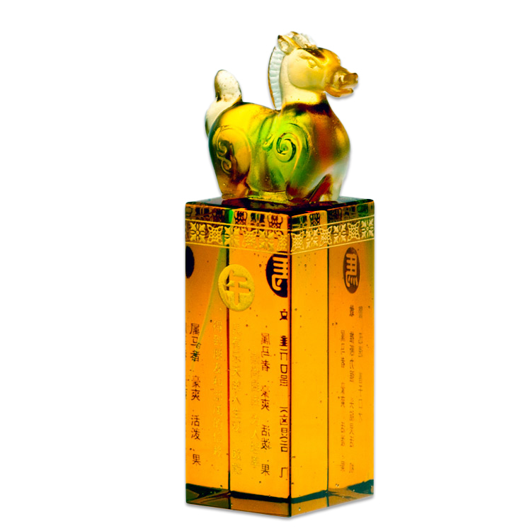 鹿港窯禮品館|十二生肖琉璃印章 手工客製開運印鑑 彌月升遷賀禮首選