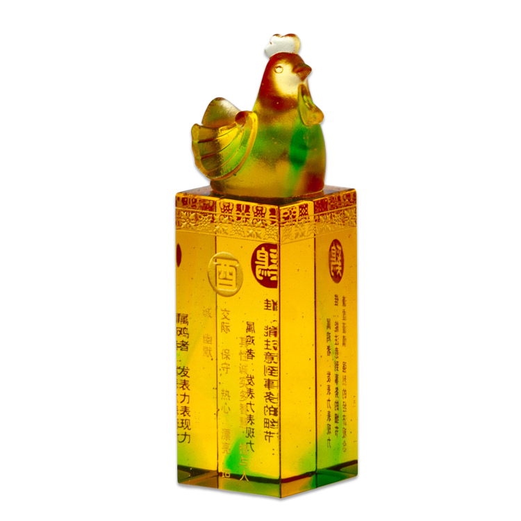 鹿港窯禮品館|十二生肖琉璃印章 手工客製開運印鑑 彌月升遷賀禮首選