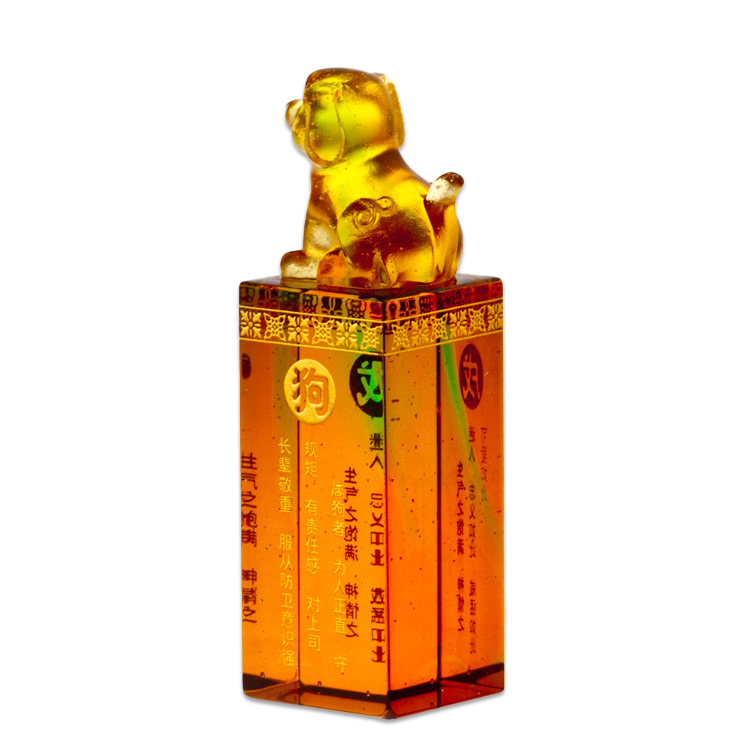 鹿港窯禮品館|十二生肖琉璃印章 手工客製開運印鑑 彌月升遷賀禮首選