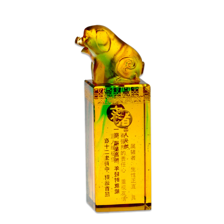 鹿港窯禮品館|十二生肖琉璃印章 手工客製開運印鑑 彌月升遷賀禮首選