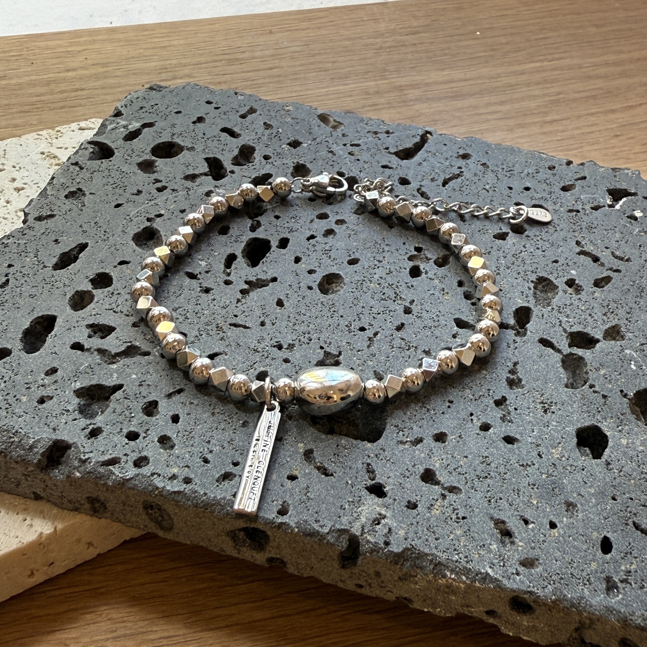 Shattered Silver Beads Bracelet