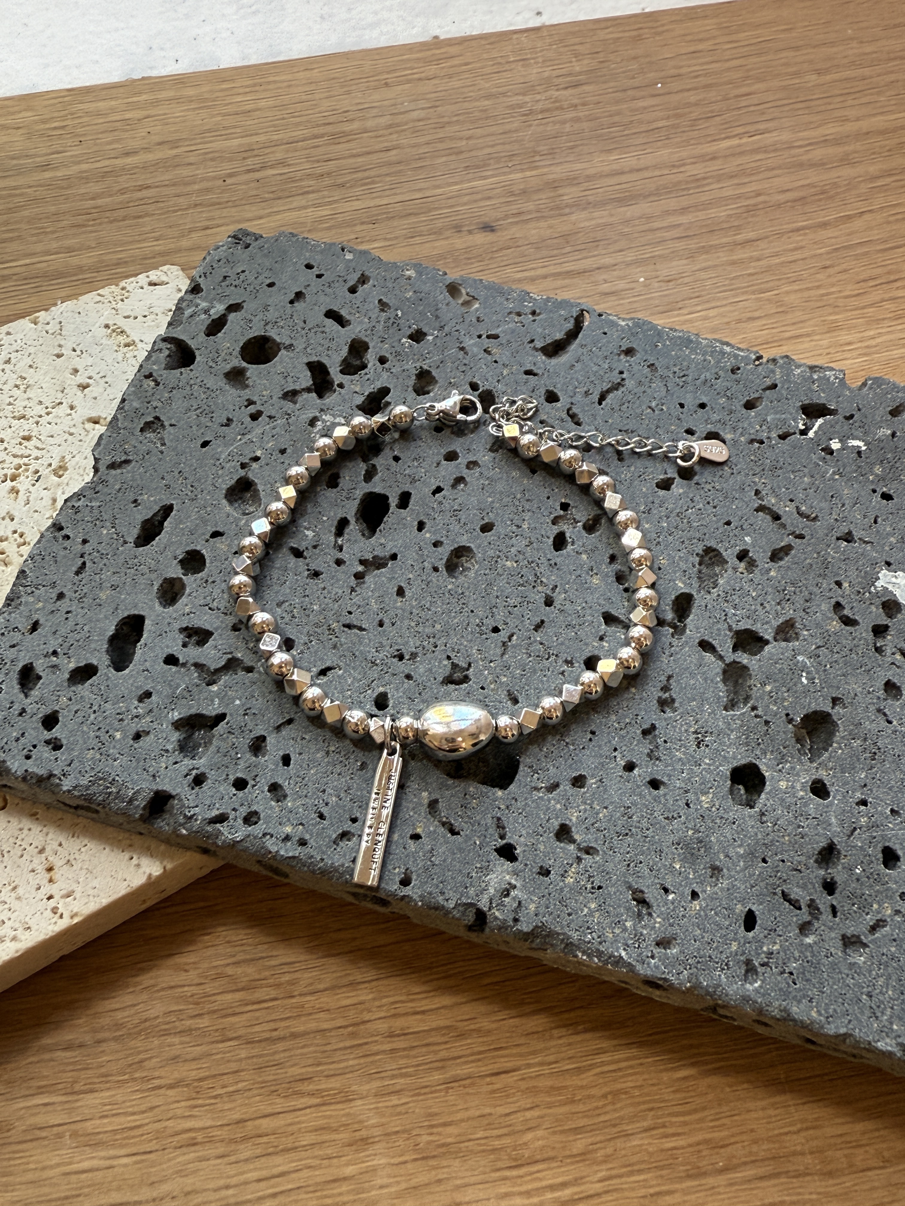 Shattered Silver Beads Bracelet