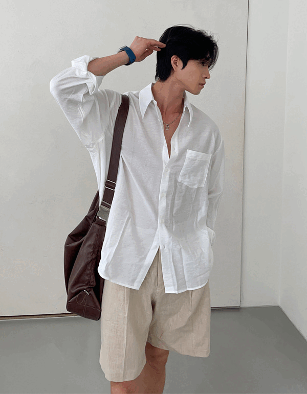 泡泡紗雅痞條紋襯衫