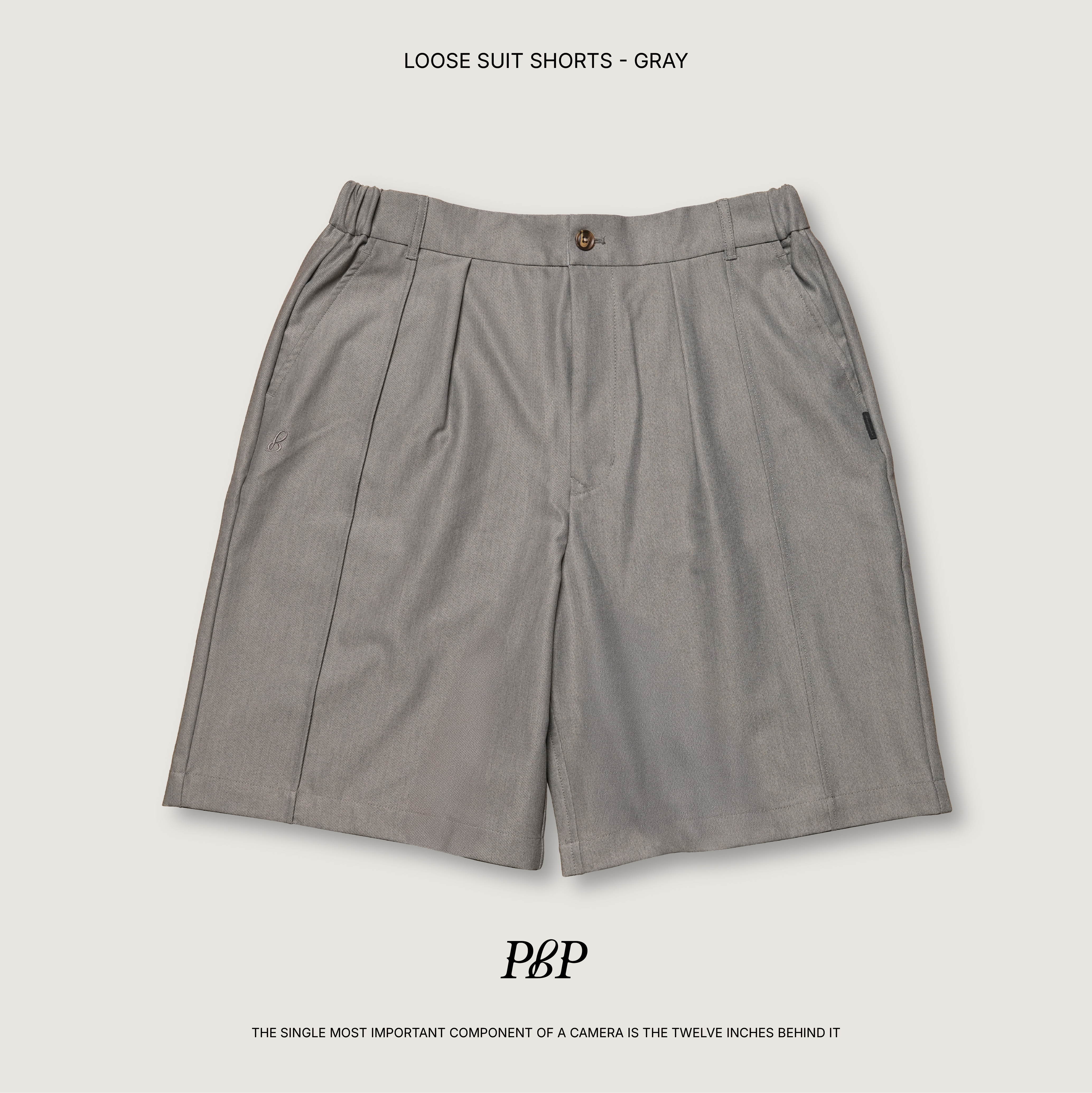 P.B.P - LOOSE SUIT SHORTS  - GRAY