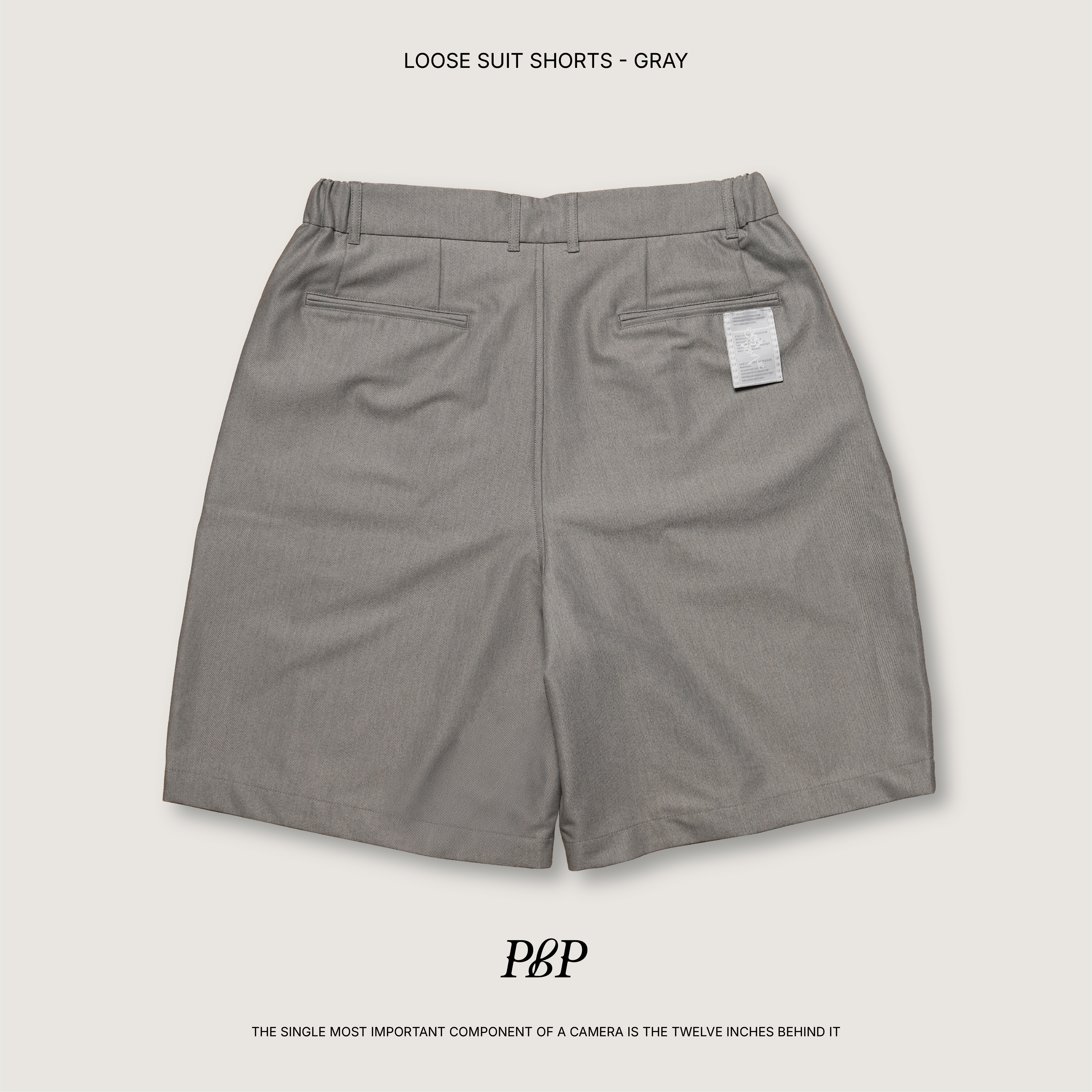 P.B.P - LOOSE SUIT SHORTS  - GRAY
