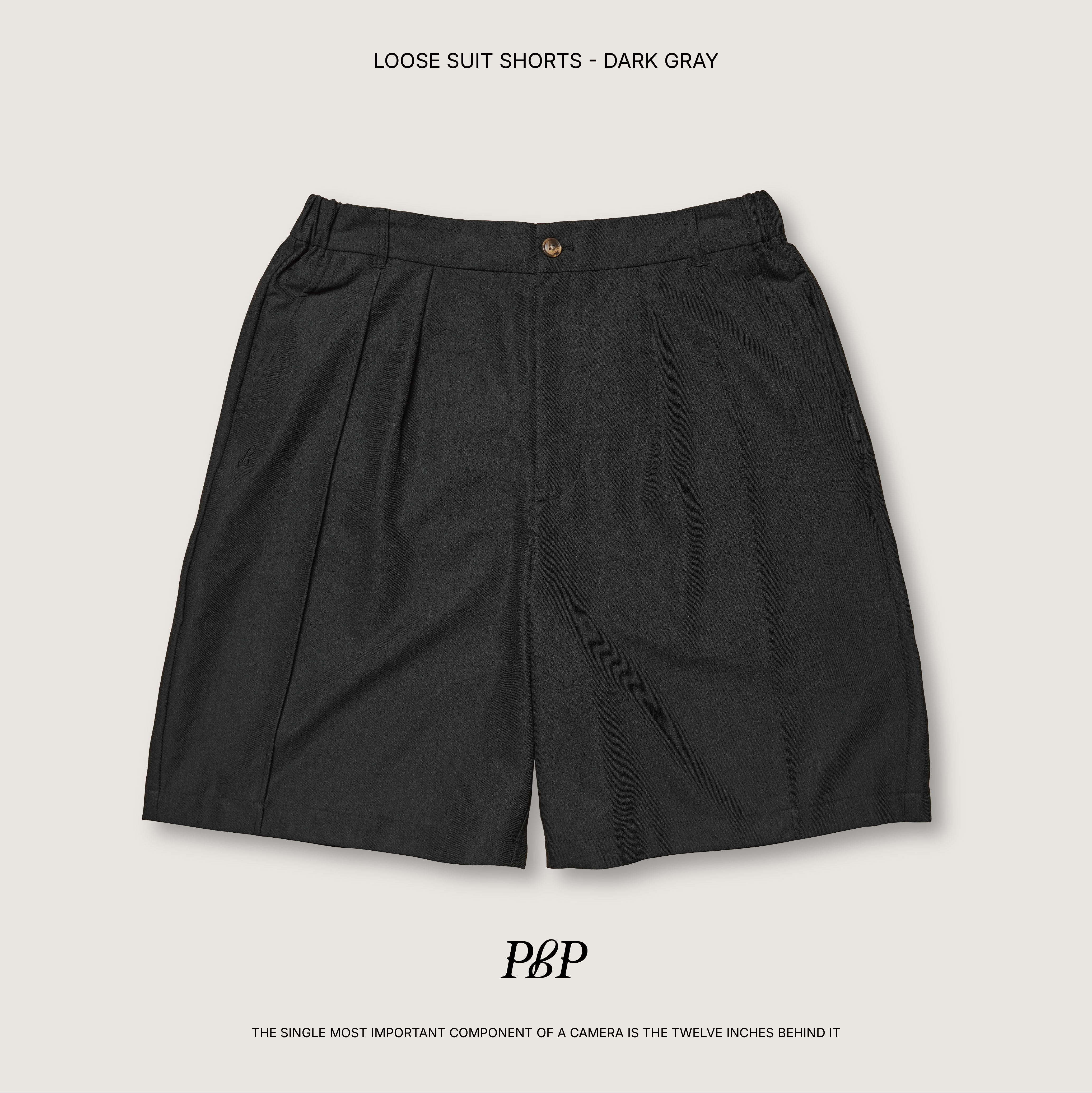 P.B.P - LOOSE SUIT SHORTS  - DARK GRAY