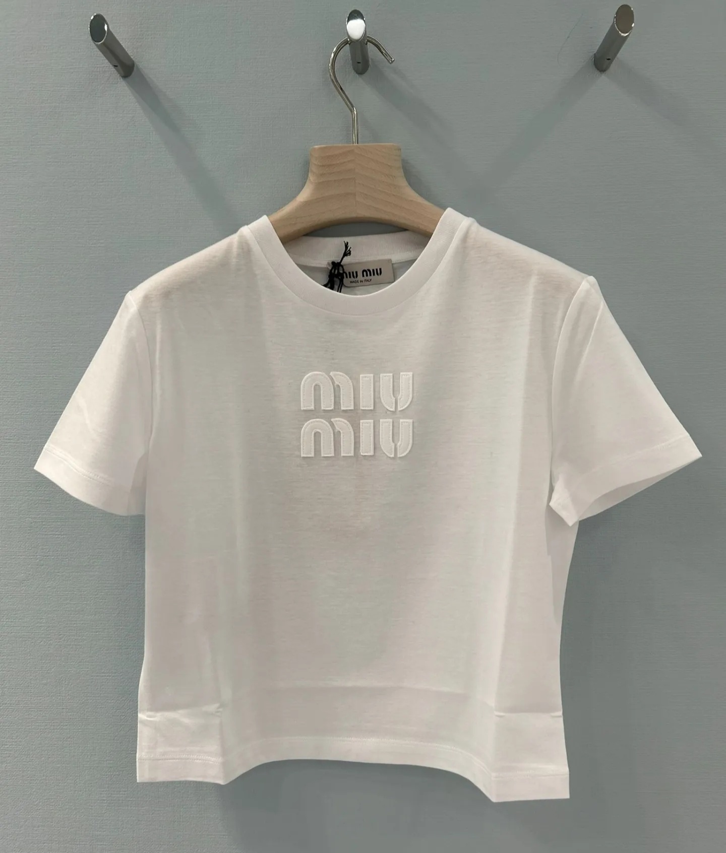 Miu Miu 純白 貼布字母Tee