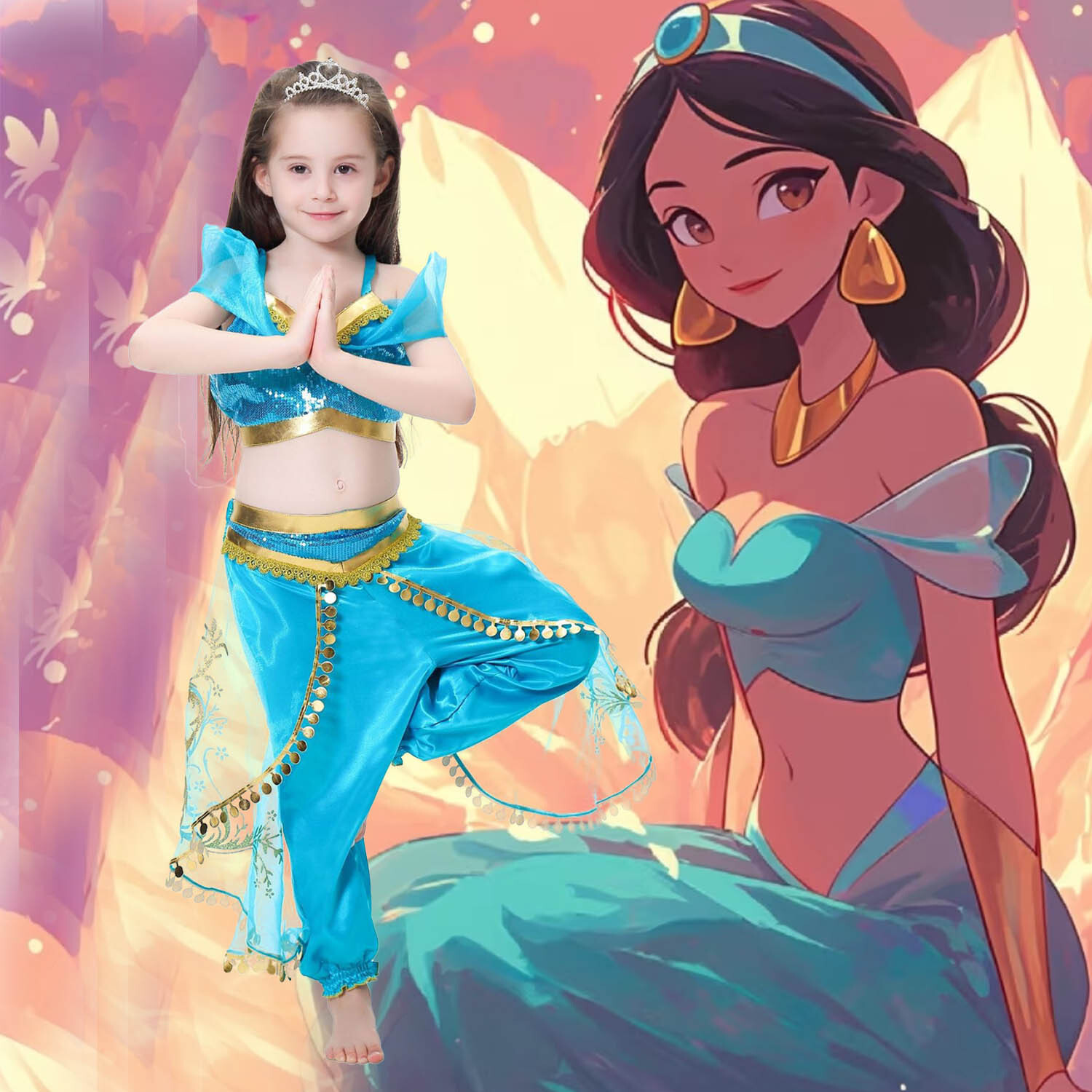 萬聖節 阿拉丁神燈茉莉公主禮服 褲裝 100-150cm E51