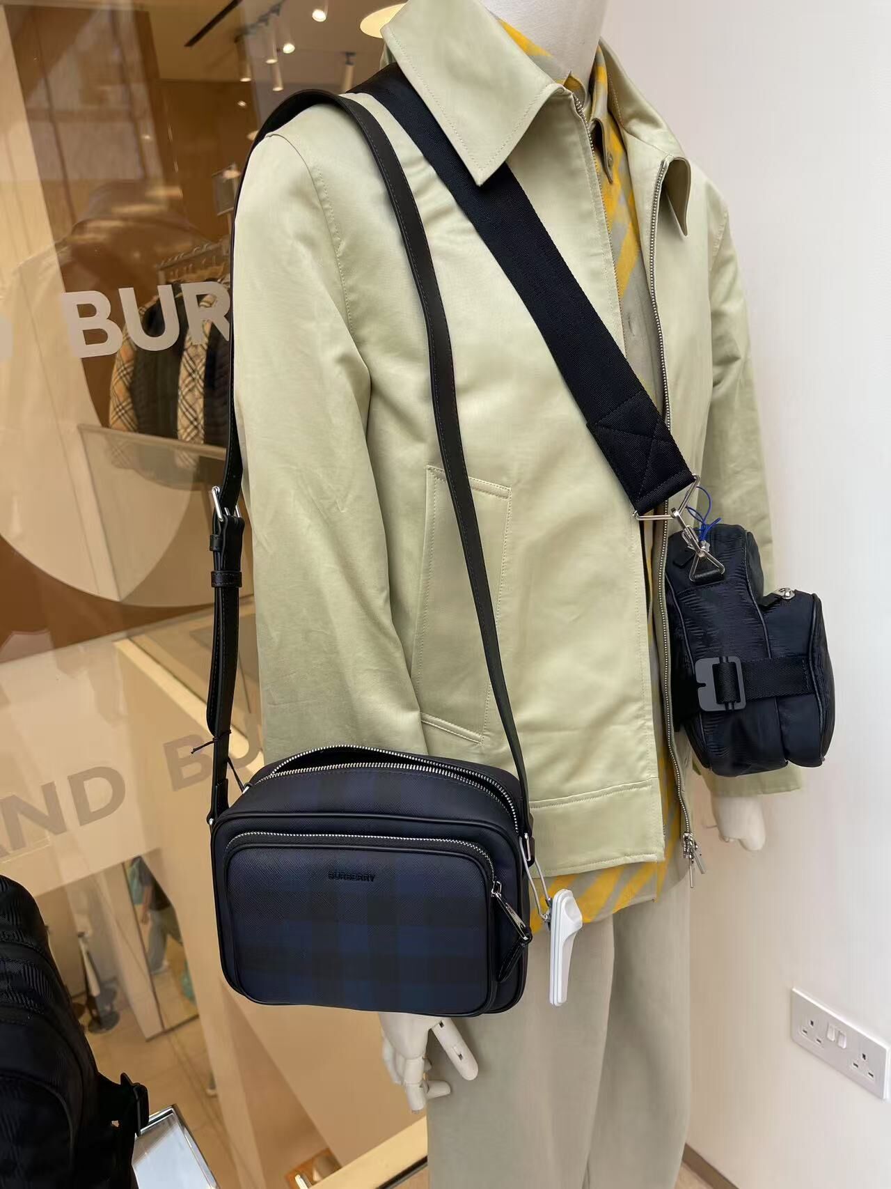Burberry Paddy NCE Check Crossbody Bag Navy