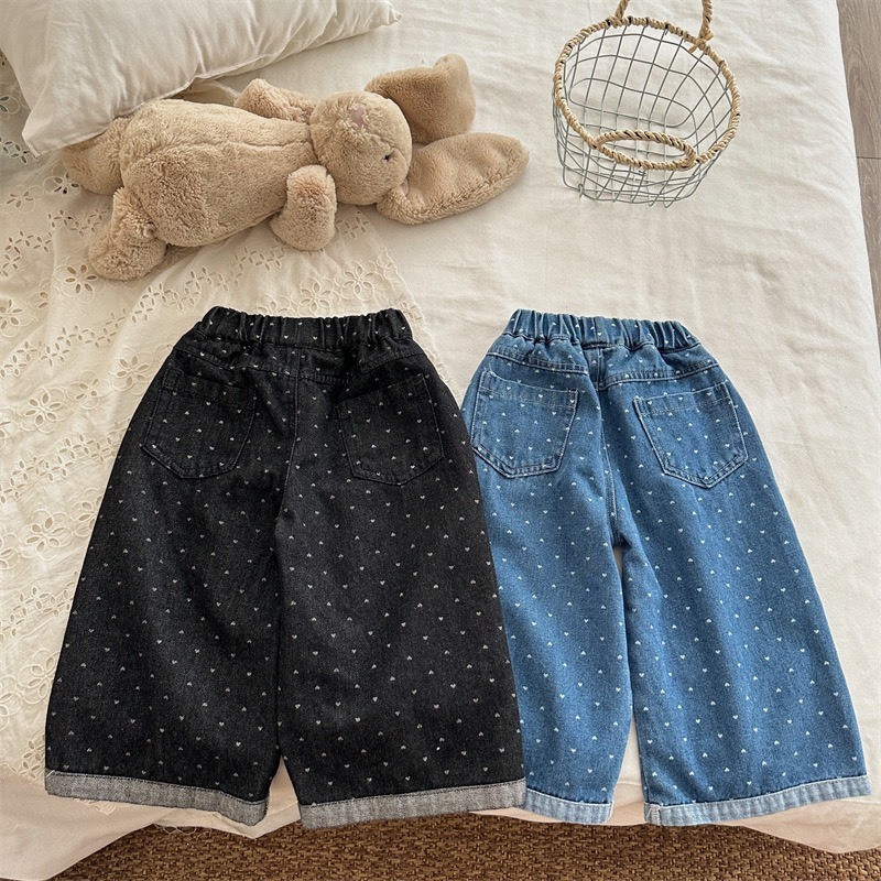 滿版愛心牛仔長褲