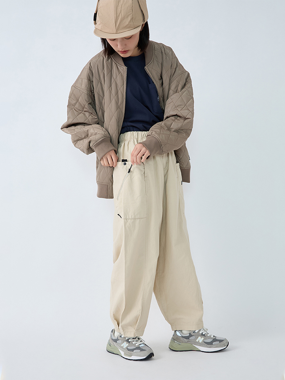 防潑水附腰帶工裝氣球褲