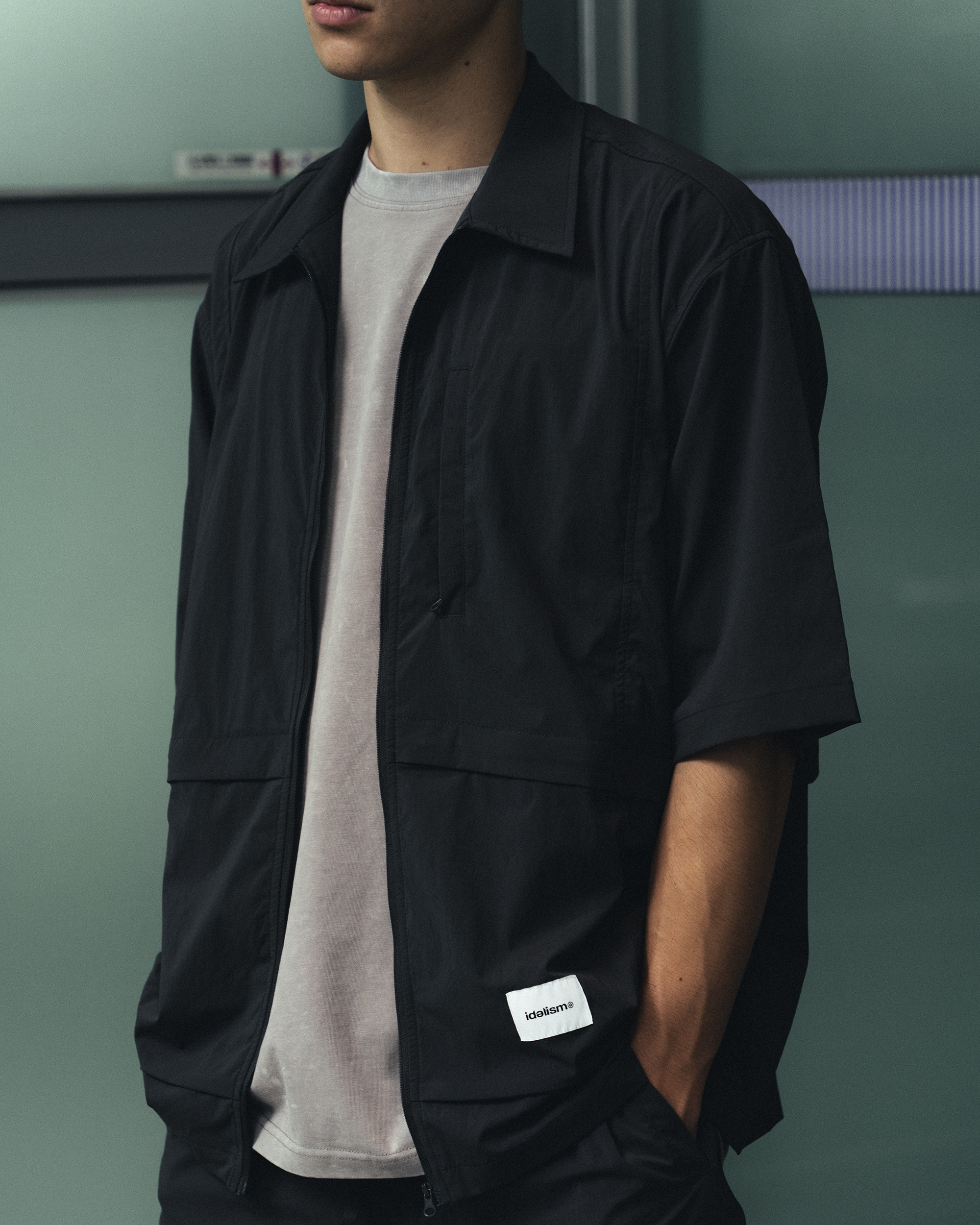 idealism N.Tech Shirt 深灰色 淺灰色 機能尼龍口袋襯衫【ID25016】