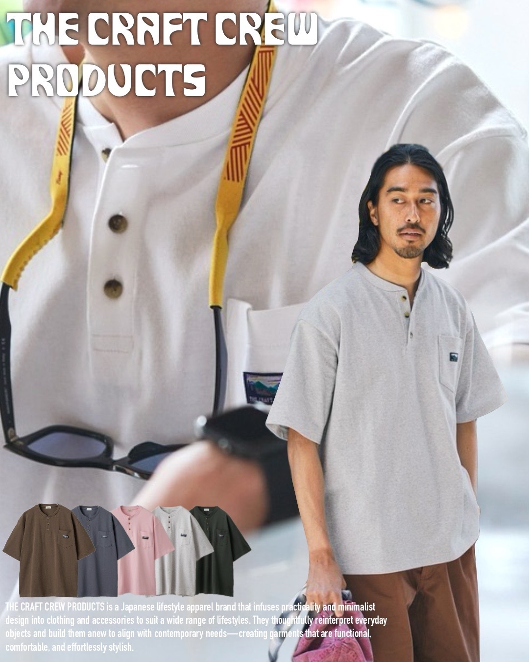 #預購 THE CRAFT CREW PRODUCTS 亨利領 口袋短踢 八色