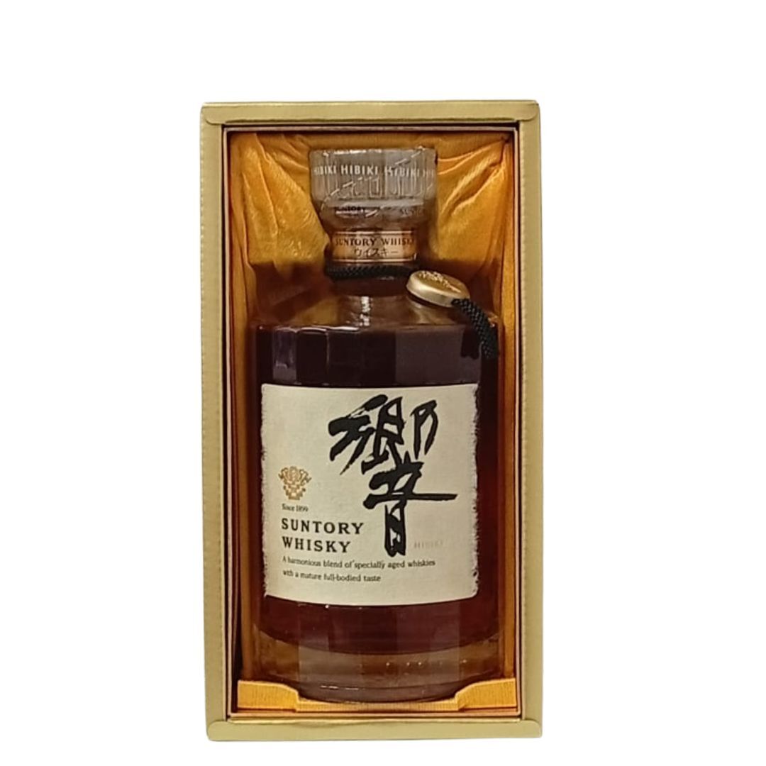三得利 響HIBIKI 絕版金花 水晶頭 黑色項鍊 金章 700mL (響17年前身) #14