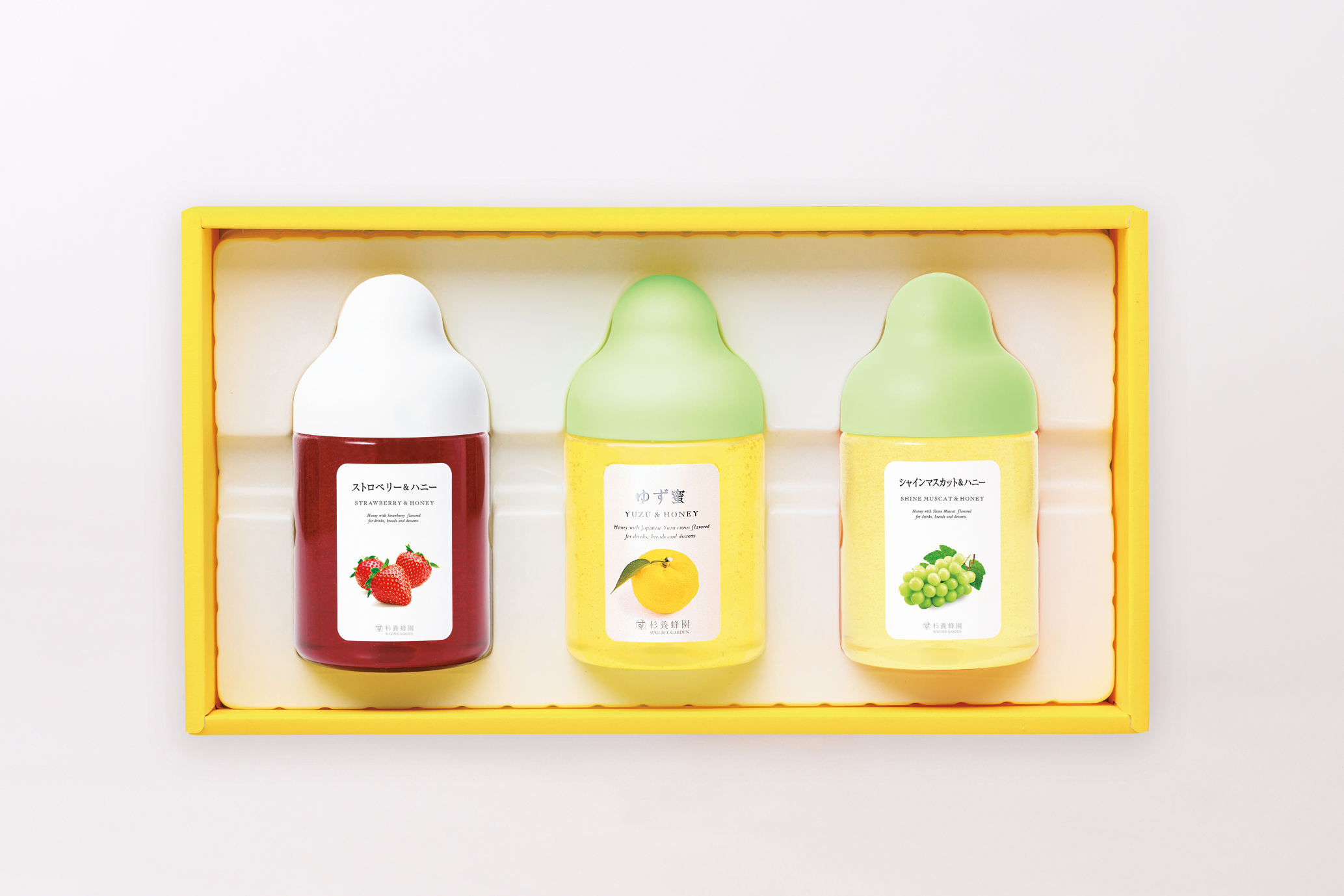 Fruit Juice Infused Honey Gift Set - IS3P(Strawberry, Yuzu (Japanese citrus), Shine Muscat) 300g Each [9682]