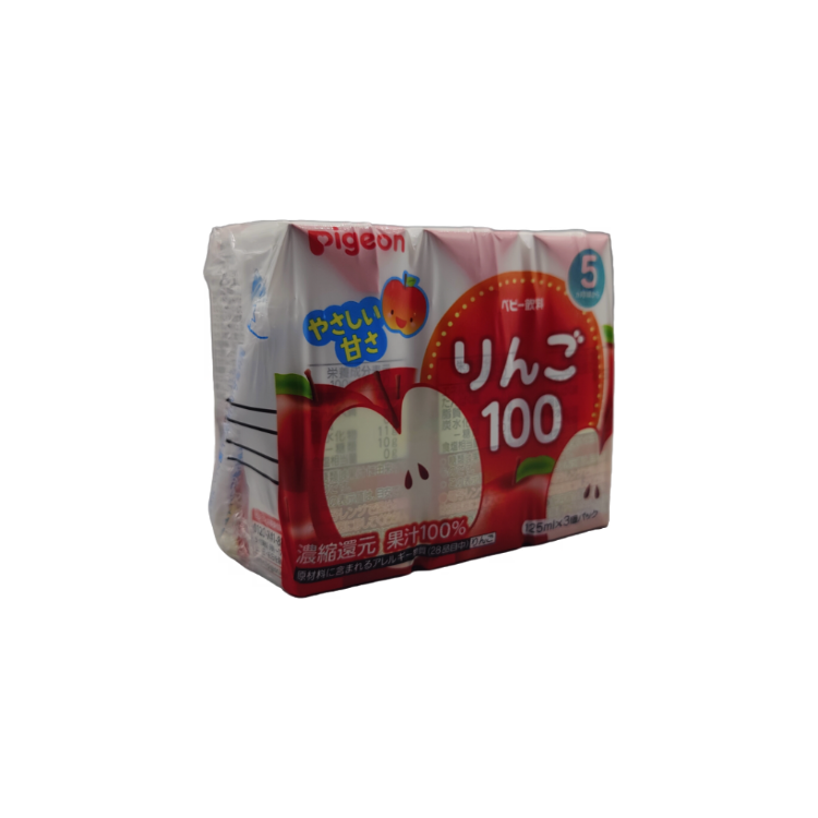 Pigeon Pure Apple Juice Drink 125ml x 3 Packs | Natural Sugar-Free Baby Juice
