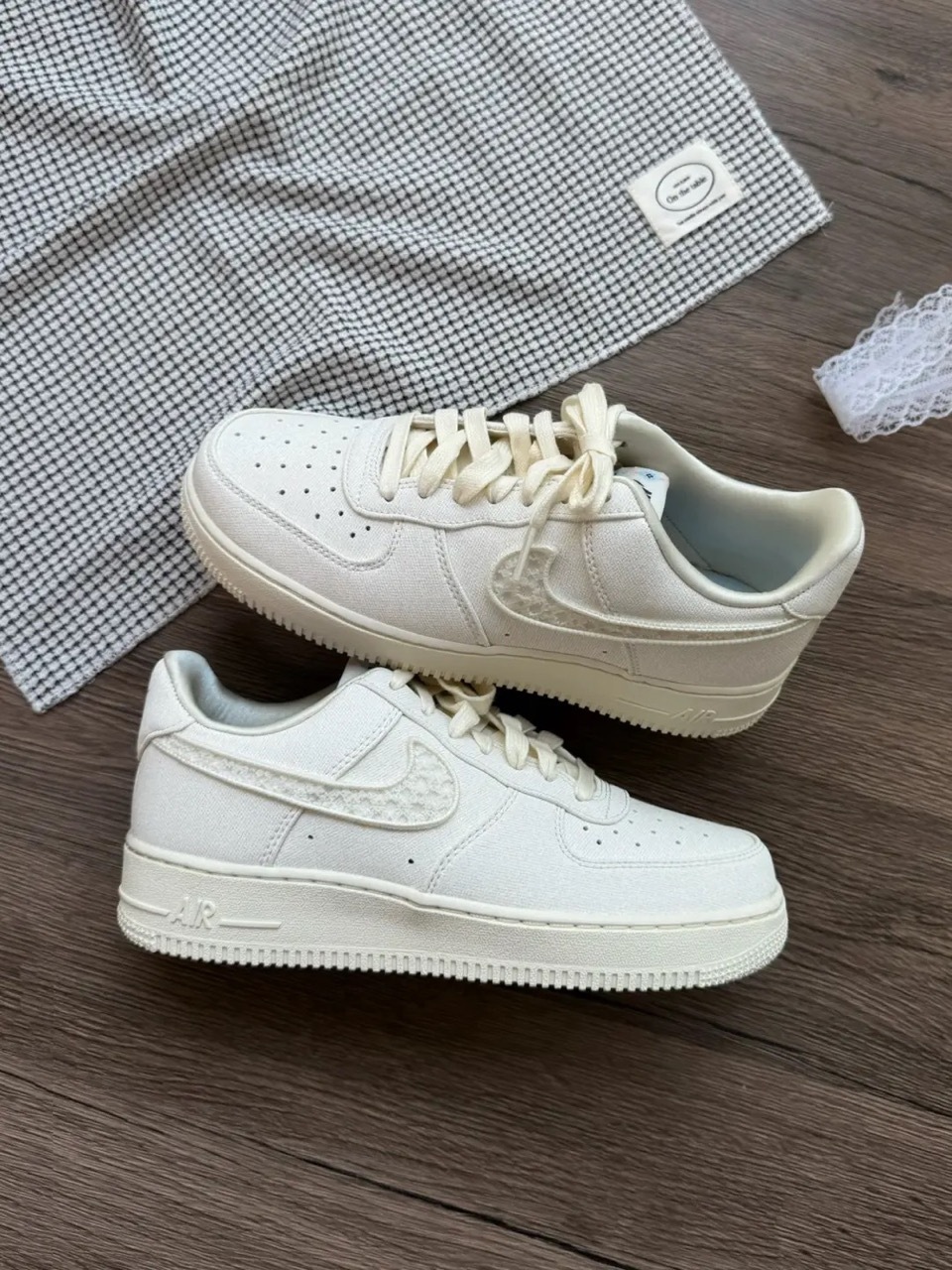 NIKE AIR FORCE 1 AF1 蕾絲奶油白 米白 布面 棉麻 女鞋 IH7351-010 / 預購