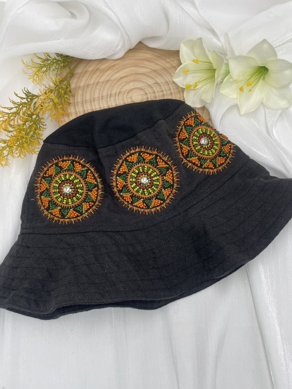 No.3電繡圖騰漁夫帽57cm