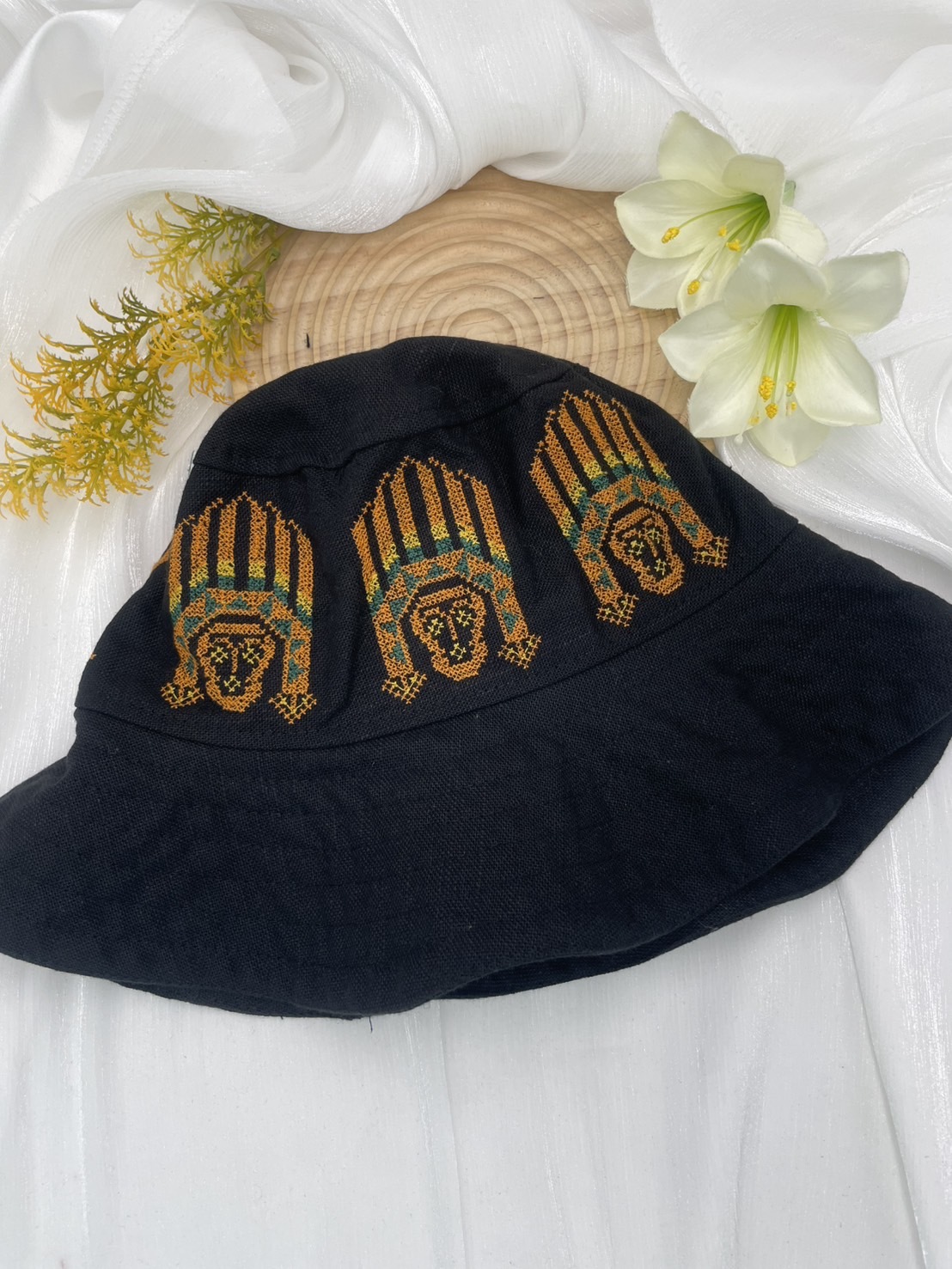 No.5電繡圖騰漁夫帽57cm