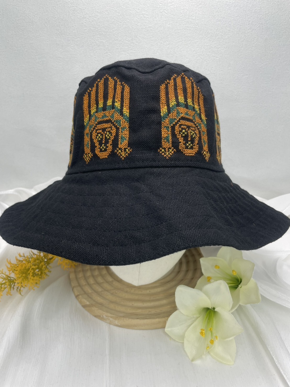 No.5電繡圖騰漁夫帽57cm
