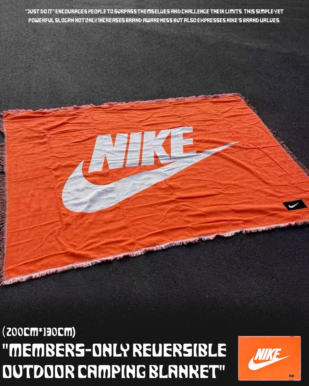 #預購 NIKE 經典大LOGO 地毯 地墊 野餐墊 橘色