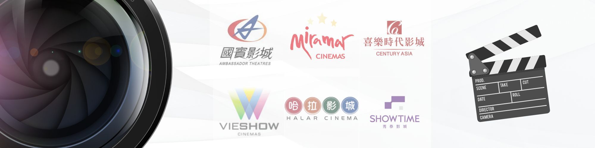 電影票及多家影城 LOGO 圖示, 電影院入場票券, 手持電影票